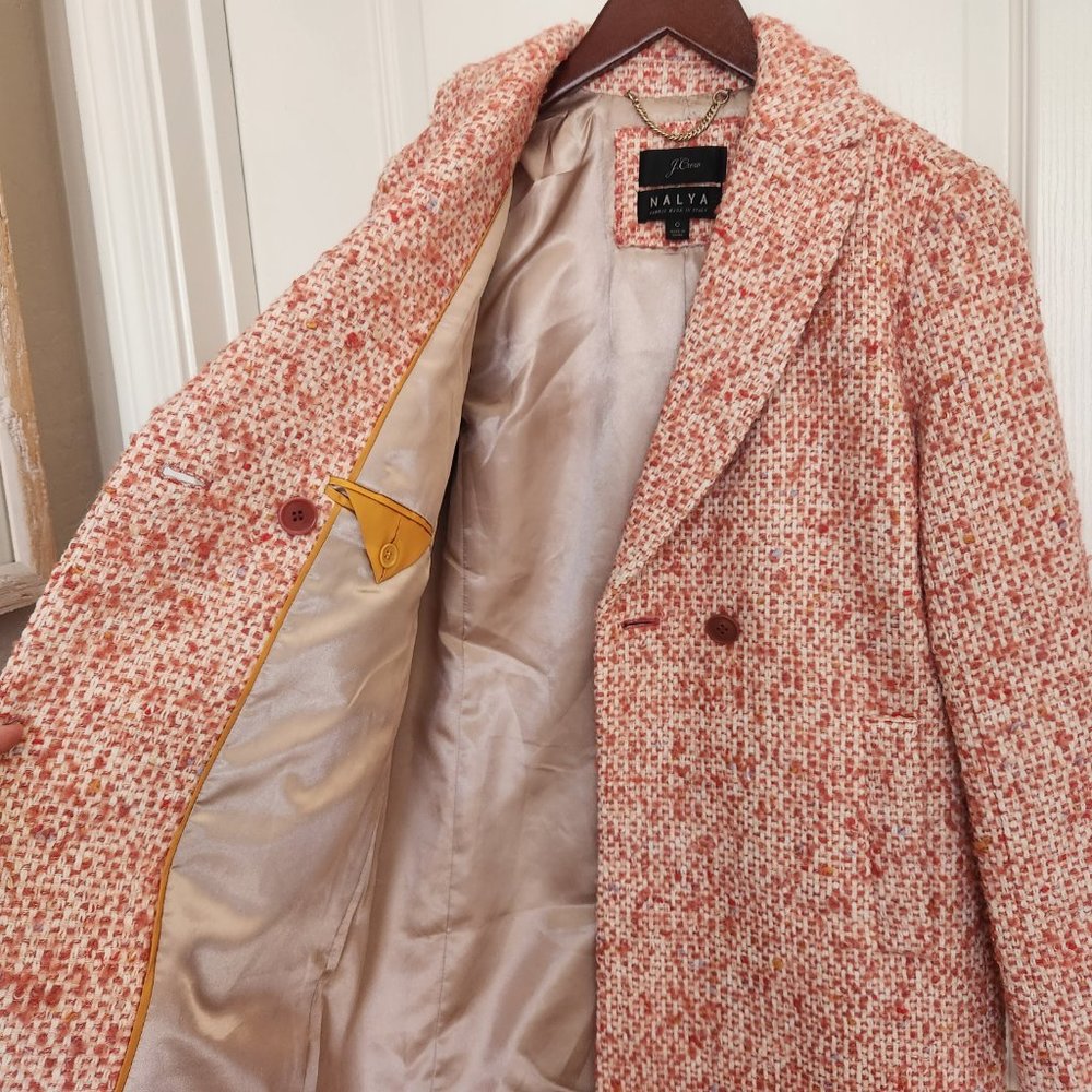 J. Crew Daphne Topcoat in Italian Tweed Faded Guava Size 0 pink barbie - Picture 9 of 15